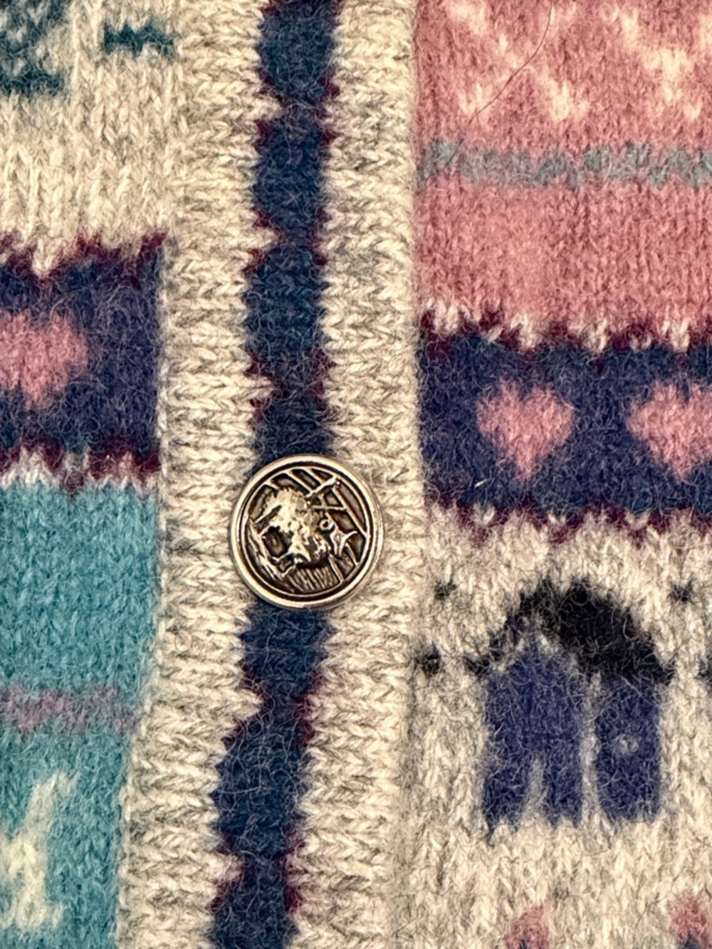 Vintage Woolrich Cardigan Sweater Wool Teacher Women’s M ABC’s Buttons - Picture 6 of 8